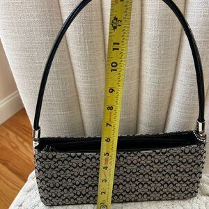 Coach Signature Black/White Canvas Bag with Silver-Tone Accents